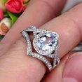 thumbnail image 2 of 2.50 Carat 8x6mm Pear Shape Teardrop Aquamarine Bridal Set Diamond Wedding Ring On 10k White Gold, 2 of 5