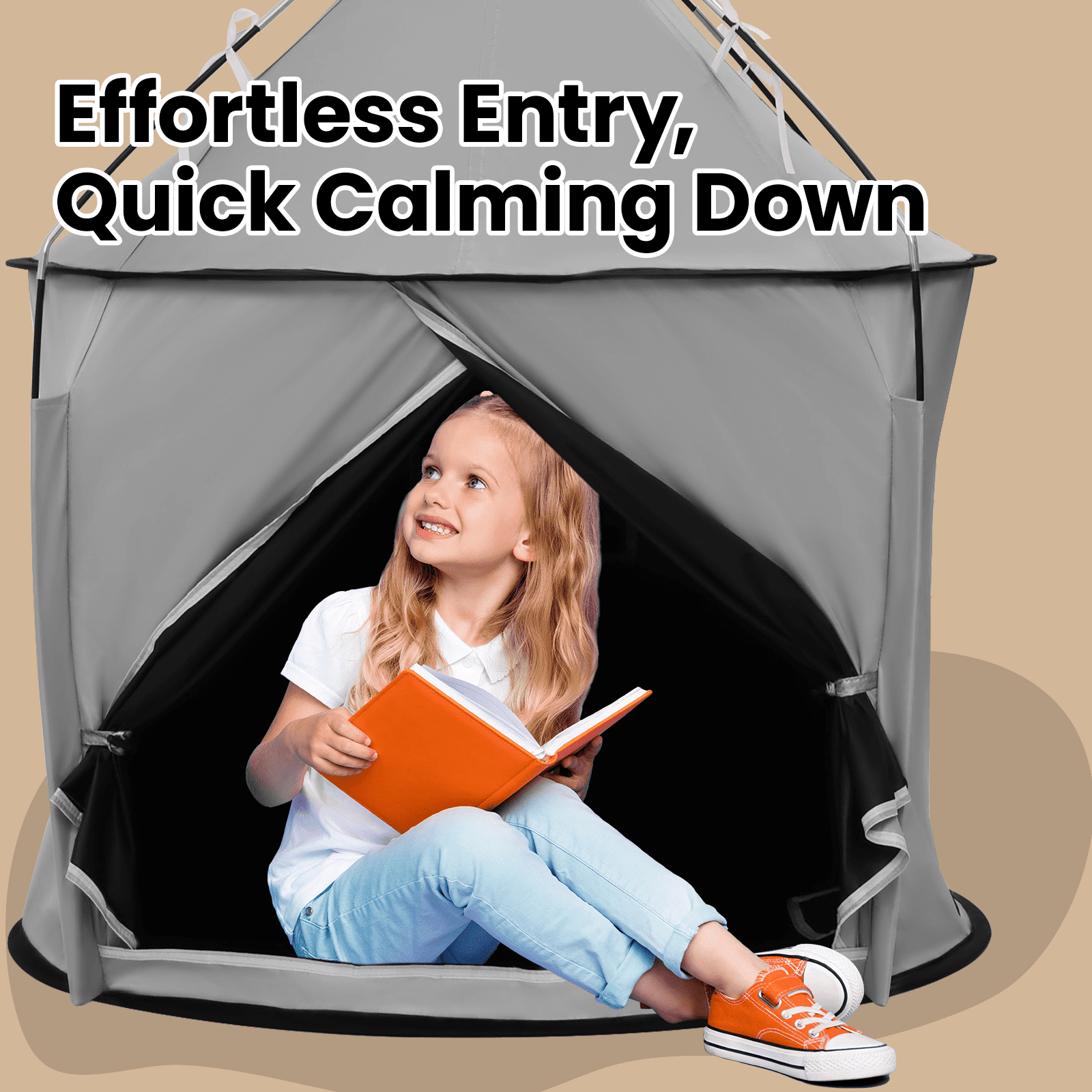 KNOCLOC Sensory Tent for Kids with Autism, with Fan-Ready Port for Enhanced Ventilation, Large Blackout Autistic Tent for Kids & Adult Calming Down, Portable and Easy Setup 45*39*39 in