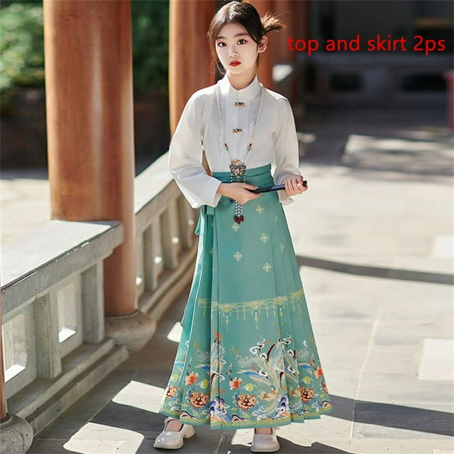 Jupe Visage de Cheval pour Filles Style Traditionnel Chinois Robe Hanfu Été Style Tang Jupe FJH