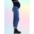 thumbnail image 3 of Savi Parker Women’s Ripped Maternity Jeans Over The Belly - Motherhood & Pregnancy Jeans, Maternity Clothes – 27” Inseam (S, Marina Wash), 3 of 7
