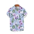 thumbnail image 5 of Ceisia Men's Orchid Flower Print Hawaiian Shirt Short Sleeve Button Down Casual Summer Top Light Blue L Gifts for Father, 5 of 7