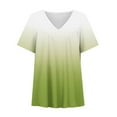 thumbnail image 4 of Yuzhih Tops for Women Soft Short Sleeve Gradient Shirts Trendy V Neck Pleated Tunic Casual Plus Size Blouse, 4 of 5