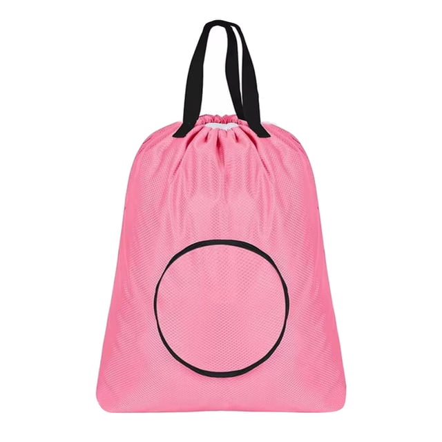 Bolsa de lavandería de viaje, bolsa para ropa sucia, resistente a desgarros, eficiente y de alta resistencia con cordón para viajes, hogar y maleta. rosa