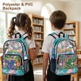 thumbnail image 4 of COEQINE Clear Backpack for School Multi-Pocket Bookbag PVC Polyester See Through Book Bag with Padded Shoulder Straps, Heavy Duty Work Bag Transparent Daypack for Girls, Pink Purple Daisy Floral, 4 of 7