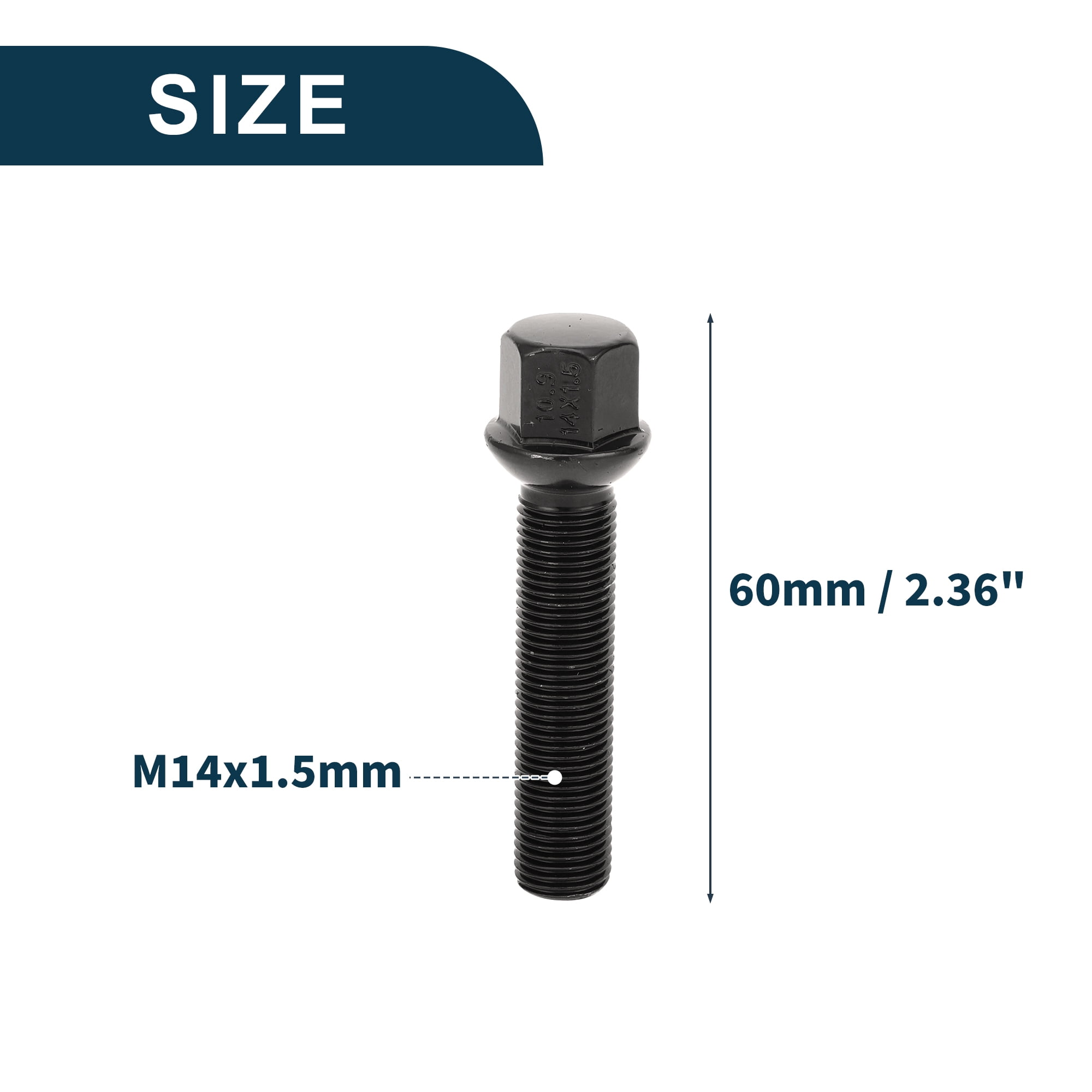 Unique Bargains Ball Seat Wheel Lug Bolt for Volkswagen and for Audi M14x1.5mm 10-Piece