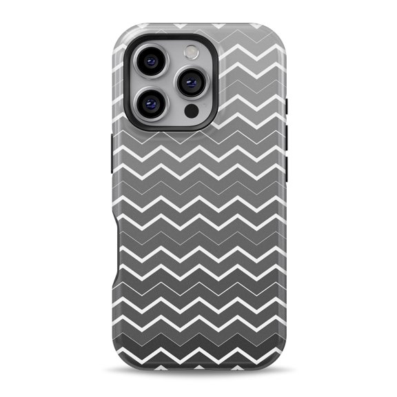DesignSkinz Scratch-Resistant Hard Slim Case Compatible with iPhone 16 (Compatible with MagSafe) - Black Gradient Layered Chevron