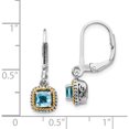 thumbnail image 4 of 14K/Silver Two-Tone Sterling Silver With 14K Blue Topaz Earrings (24 X 7) Made In Thailand qtc800, 4 of 5