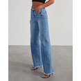 thumbnail image 6 of Yesfashion Women's Baggy Wide Leg Jeans High Rise Stretchy Denim Pants with Raw Hem & Comfort Fit, 6 of 7