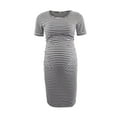 thumbnail image 2 of Luxalzxs Maternity Dresses for Women Stripe Short Sleeve Round Neck Breast-Feeding Pregnant Nursing Dress Nightgown, 2 of 3