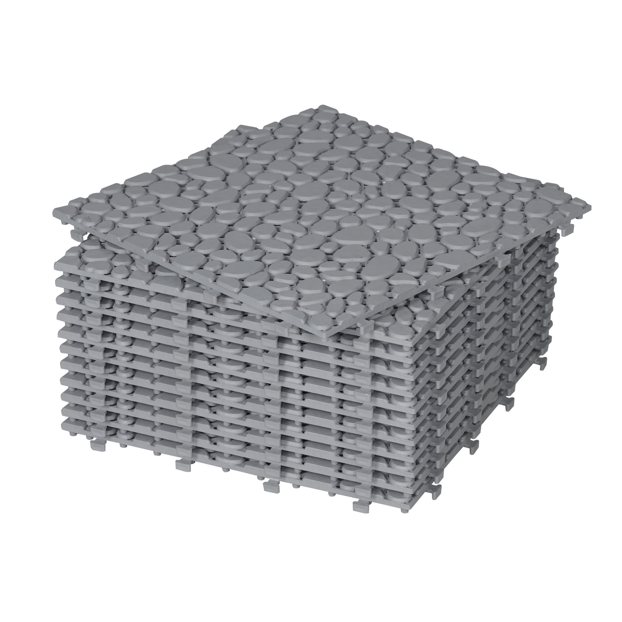 Miniyam 60 Pcs Interlocking Deck Tiles, 12*12 inch, Plastic, Weight Capacity Up to 440 LBS, Light Gray