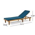 thumbnail image 5 of Noble House Nadine Outdoor Wood 3-Pc Chaise Lounge Set Cushion Teak/Blue, 5 of 10