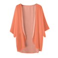thumbnail image 4 of Women's Kimono Cardigan - 3/4 Sleeve, Open Front, Puff Sleeve, Sheer Chiffon Loose Cover-Up Blouse,Size 5XL, 4 of 4