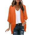 thumbnail image 3 of Aboser Sheer Kimono Cardigans for Women Lightweight 3/4 Length Sleeve Cardigan Cozy Soft Chiffon Kimonos Loose Open Front Dusters, 3 of 7