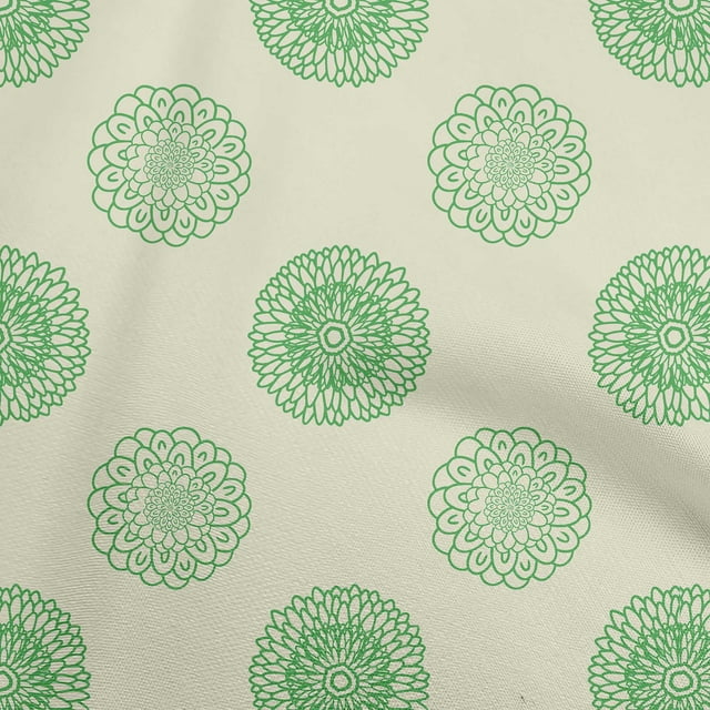oneOone Cotton Silk Light Beige Fabric Florals Sewing Material Print Fabric By The Yard 42 Inch Wide