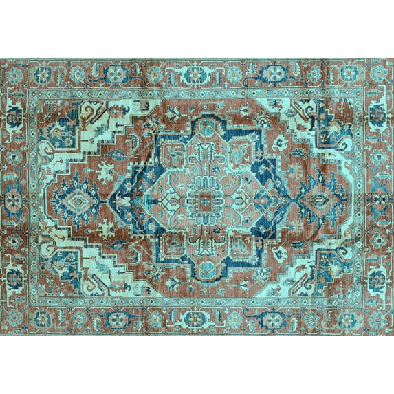 Ahgly Company Indoor Rectangle Persian Light Blue Traditional Area Rugs, 6' x 9'
