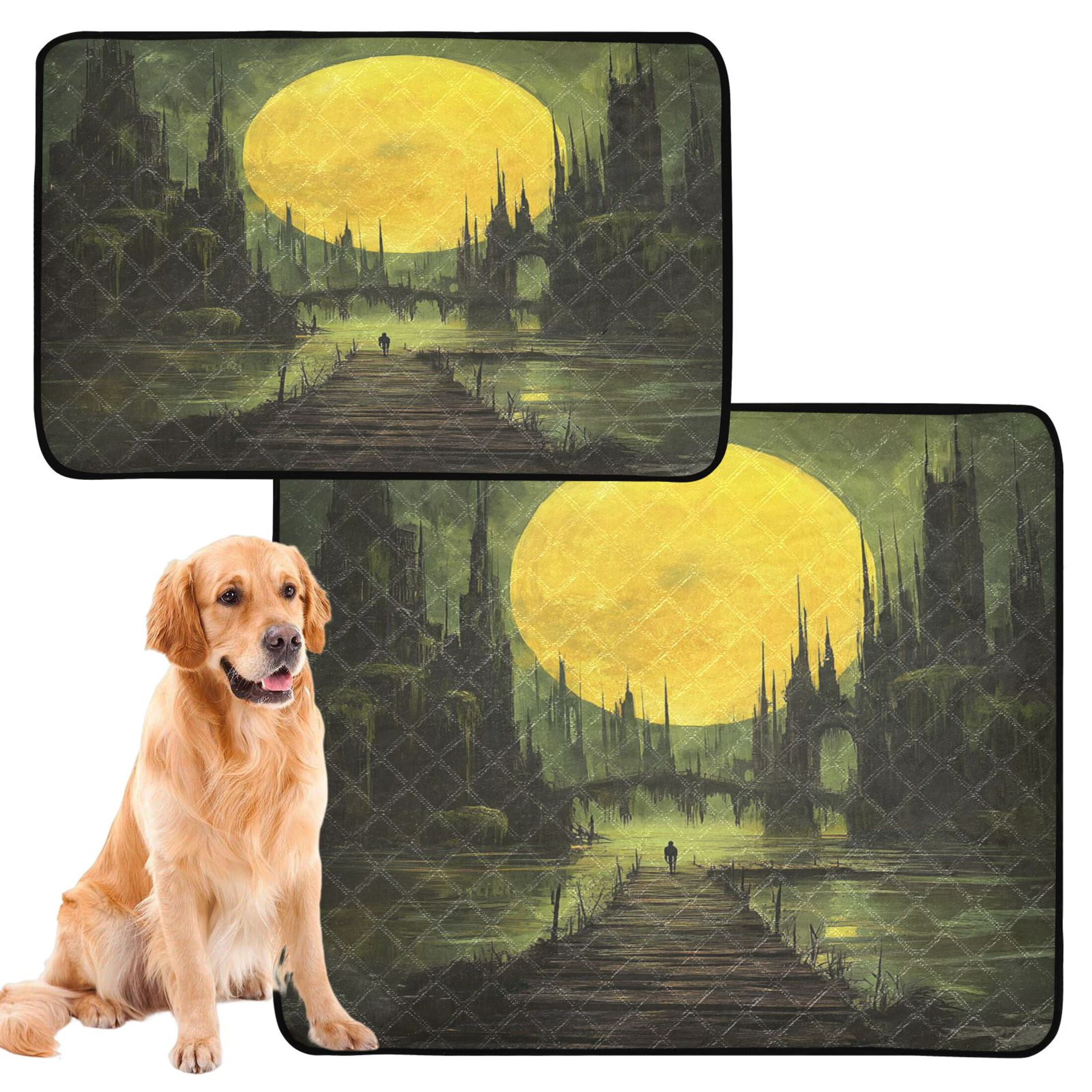 Qxltty Dark Ancient City Cat litter Pads Pet Set of 3 Diaper Mats Center Anti-leakage Layer Absorbent Soft and Comfortable