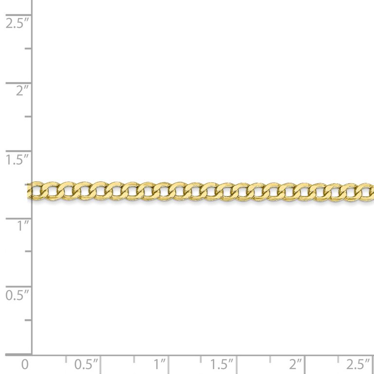 10k Yellow Gold 3.35mm Curb Cuban Link Chain Bracelet - with