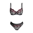 thumbnail image 4 of Floral Embroidered Bra Set for Women, See Through Mesh Bras and Lightweight Briefs, Ladies Elegant Everyday Bra(Black,L), 4 of 6