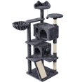 thumbnail image 1 of Yaheetech 57.5''H Cat Tree Tower w/ 2 Condos & Round Platforms & Ladder for Small Cats, Dark Gray, 1 of 7