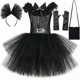 thumbnail image 2 of Disfraz de Miércoles Addams para niña, vestido de tul negro gótico con tutú, disfraces de Halloween para niña pequeña, vestidos de fiesta de carnaval, ropa, 2 of 5
