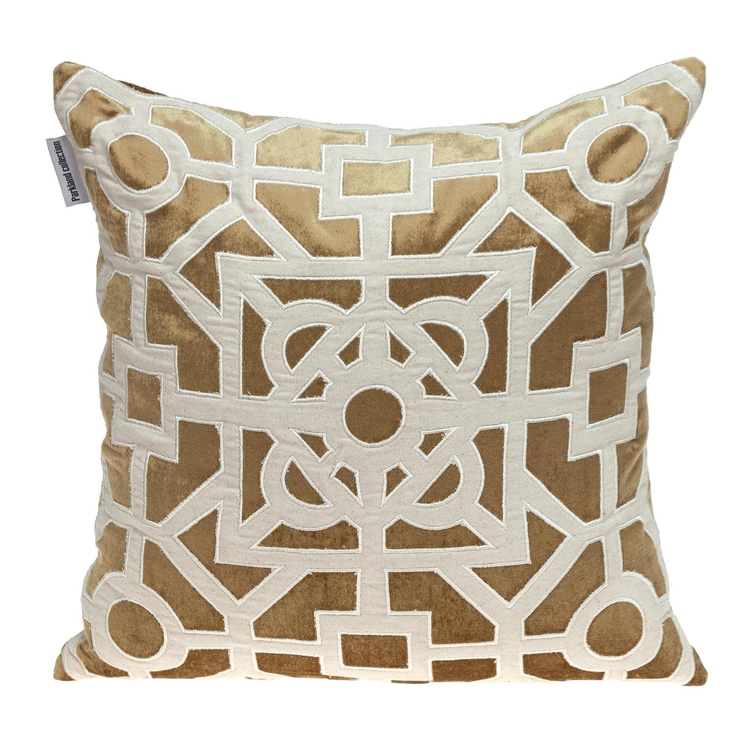 Beige and Gold Lattice Velvet Throw Pillow - Walmart.com
