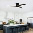 thumbnail image 4 of 52" Flush Mount Ceiling Fan with Solid Wood Blades & Light, Remote Control, Noiseless Reversible Motor, 6-Speed, for Living Rooms, Bedrooms & Patios (Matte Black), 4 of 9
