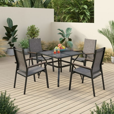 Sophia&William 5-Piece Aluminum Outdoor Patio Dining Furniture Set, Gray