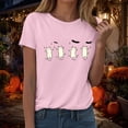 thumbnail image 6 of idosla Halloween T-Shirt for Women Cute Cat Graphic Print Tee Shirt Solid Color Vintage Short Sleeve Casual Loose Fall (Pink, M), 6 of 9