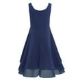 thumbnail image 3 of Sinleey Kids Big Girls' Knotted Waist Chiffon Flower Dress Wedding Party Bridesmaid Formal Dresses Navy Blue 12, 3 of 7