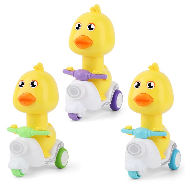 Juguete de dibujos animados Pequeño juguete de pato amarillo alimentado por fricción Juguetes para empujar y llevar para niños y niñas Edad 1 2 3 Regalo ideal para bebés y niños 3PCS brillar Juguete