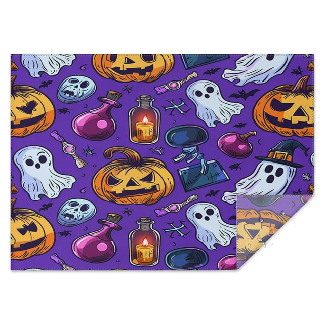 Rectangle Table Cover Pumpkin Bat spider Ghost Halloween Table Cloth,Pattern Washable Table Covers for Picnic Gathering Halloween Fall Thanksgiving Christmas