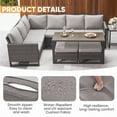 thumbnail image 3 of PARKWELL 5 Pieces Outdoor Sectional Sofa All Weather Wicker Rattan Sofa Set with Cushion and Ottoman Patio Conversation Furniture Set in Gray, 3 of 11