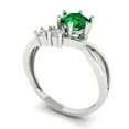 thumbnail image 2 of Clara Pucci 14K White Gold Solid Gold Emerald Three-Stone Anniversary Ring for Women - 0.87 cttw Round Cut, 2 of 8