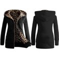 thumbnail image 2 of Puntoco Plus Size Coat Clearance,Womens Warm Faux Coat Jacket Winter Leopard Long Sleeve Outerwear Black, 2 of 4