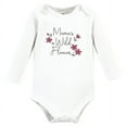 thumbnail image 3 of Hudson Baby Infant Girl Cotton Bodysuit and Pant Set, Plum Wildflower Long Sleeve, Preemie, 3 of 5