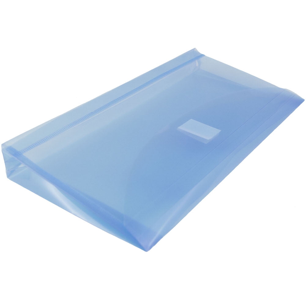 JAM Paper #10 Business Plastic Filing Envelope with Hook & Loop Closure, 5 1/4" x 10", Blue, 108/pack