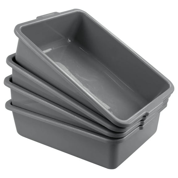 22 L Bus Tubs, 4 Pack Utility Bus Box, Grey, F