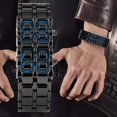 thumbnail image 3 of Reloj deportivo juvenil simple a la moda digital binario electrónico LED rectangular negro azul reloj de cadena de aleación de lava TUNC Sencillez, 3 of 5