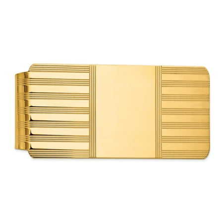 14K Yellow Gold Polished Engravable Money Clip
