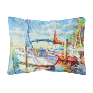 Carolines Treasures JMK1088PW1216 Towering Q Sailboat Canvas Fabric Decorative Pillow  12H x16W multicolor