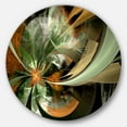 thumbnail image 1 of Designart 'Symmetrical Orange Green Fractal Flower' Floral Metal Circle Wall Art, 1 of 4
