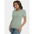 thumbnail image 5 of Women's Crew Neck Ribbed Fitted Shirt Basic Short Sleeves Summer T Shirt Tops, 5 of 7