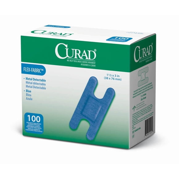 Bandage Curad Knuckle Woven Blue Detectable 100 unidades