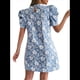 thumbnail image 3 of Vestido Corto Bohemio de Verano con Mangas Abullonadas y Estampado Floral para Mujer, Cintura Alta Azul XXL, 3 of 7