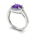 thumbnail image 2 of 1.86 ct Round Cut Natural Amethyst with Simulated Diamond Halo Accents 14K White Gold Womens Engagement Ring, 2 of 5