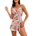 thumbnail image 1 of Fadeal Robe de Bain pour Femmes Maillot de Bain Tendance pour Femmes Col en V Profond Patchwork en Maille Monokini Confortable Respirant Maillots de Bain une Pièce pour Femmes Rose Vif TG, 1 of 4