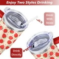 thumbnail image 5 of 40oz Cute Red Strawberry Stainless Steel Flip Straw Tumbler Spill Proof Travel Cup Double Wall Vacuum Insulated Coffee Mug with Top Handle, 5 of 6