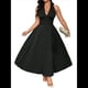 thumbnail image 1 of Vestido de Fiesta con Escote en V y Temperamento Francés para Mujer, Talla Grande Negro XXL, 1 of 9