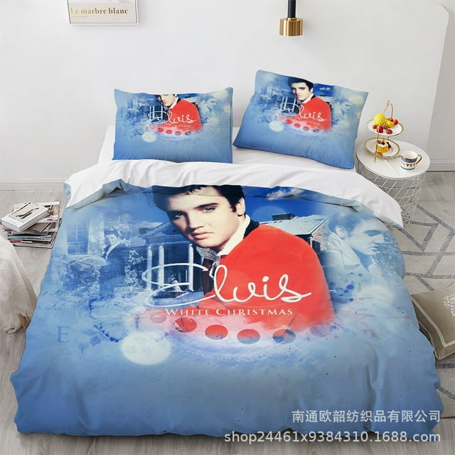 Elvis Presley Ensemble de Housse de Couette, Ensemble Trois Pièces, Literie, Impression 3D, Microfibre Douce, Housse de Couette - Vinsniv