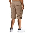 Khaki Mens Cargo Shorts Male Summer Straight Cargo Pant Elastic Waist